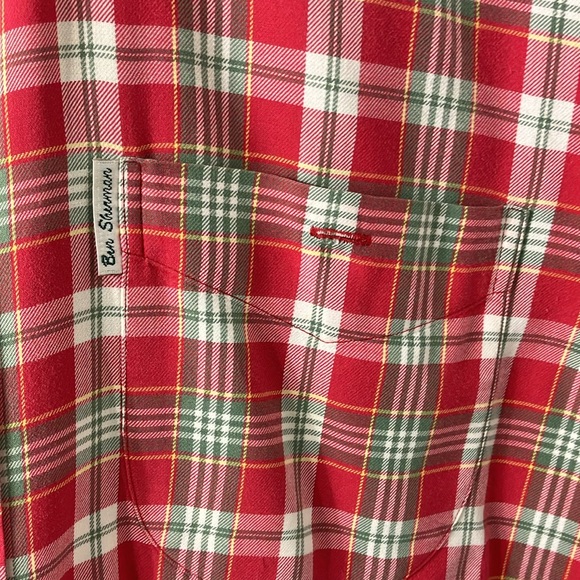 Ben Sherman Red and Green Casual Button Down Shirt - Picture 3 of 5